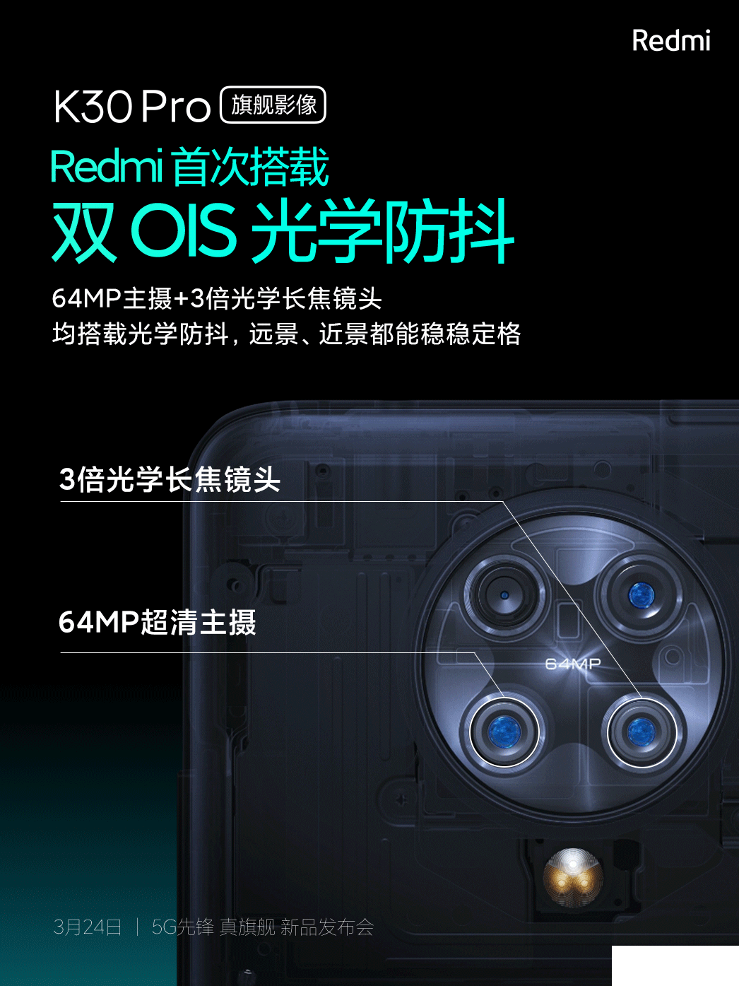 Redmi K30 Pro支持双OIS光学防抖 卢伟冰：相机下了血本