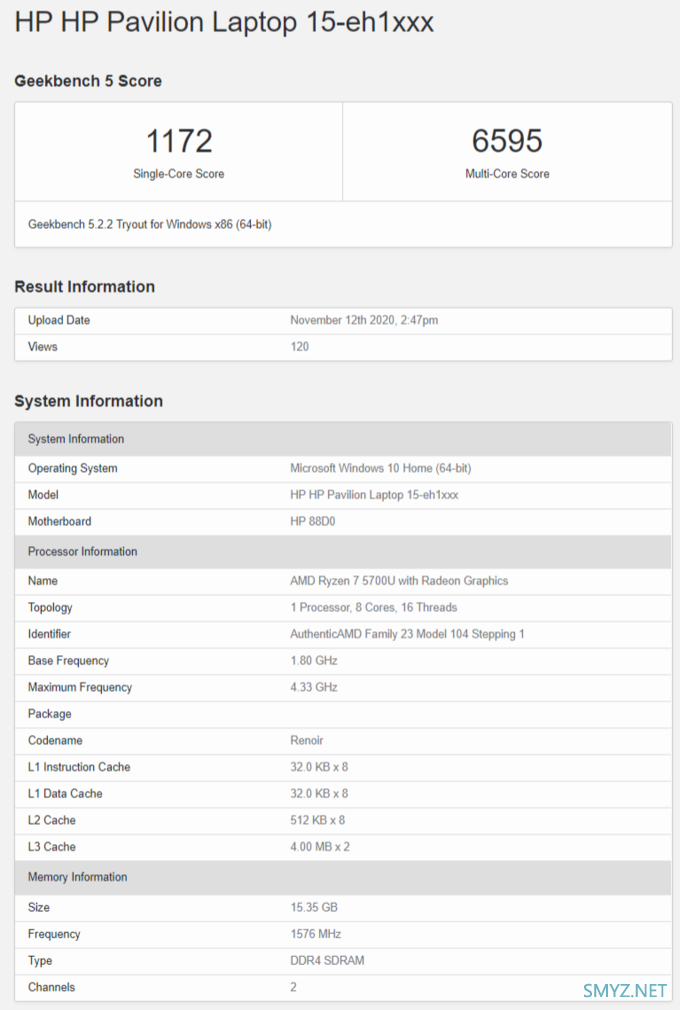 Ryzen 7 5700U 现身 Geekbench 数据库，依然是 Zen 2 架构