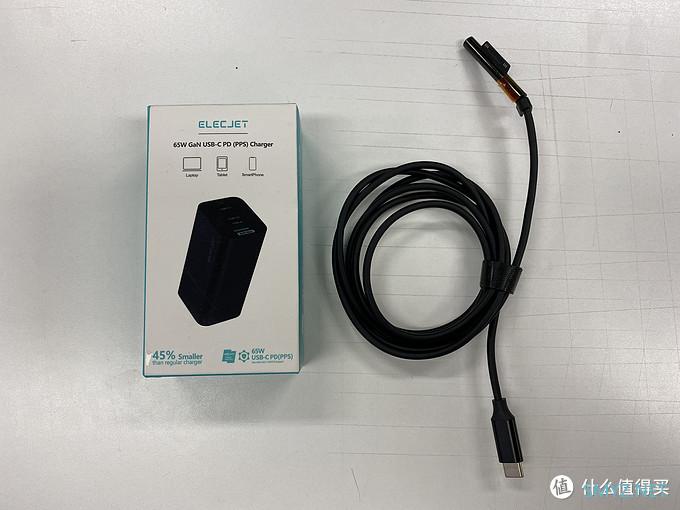 Surface充电器升级：电友ELECJET 65w GaN 黑色X21+诱骗线