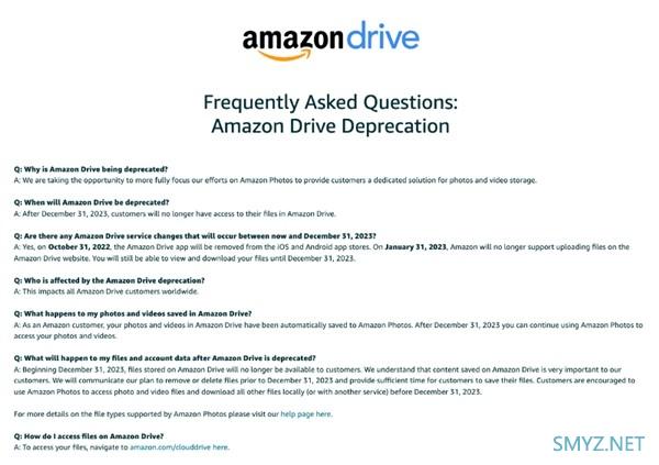 亚马逊宣布将关闭 Amazon Drive 云存储服务