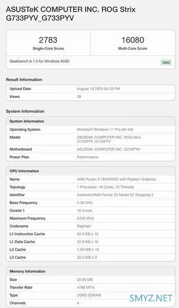 AMD R9 7945HX3D处理器现身Geekbench，ROG游戏本独占首发